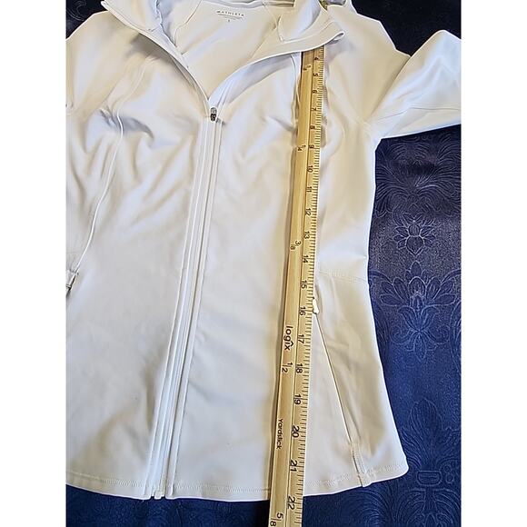 Athleta Hope Yoga Jacket White Full Zip Stretch Size Small Removable Hoodie - Picture 5 of 9